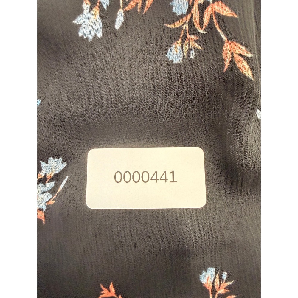 LC Lauren Conrad Floral Blouse Womens Large Black Square Neck Balloon Sleeve Top - Picture 8 of 8